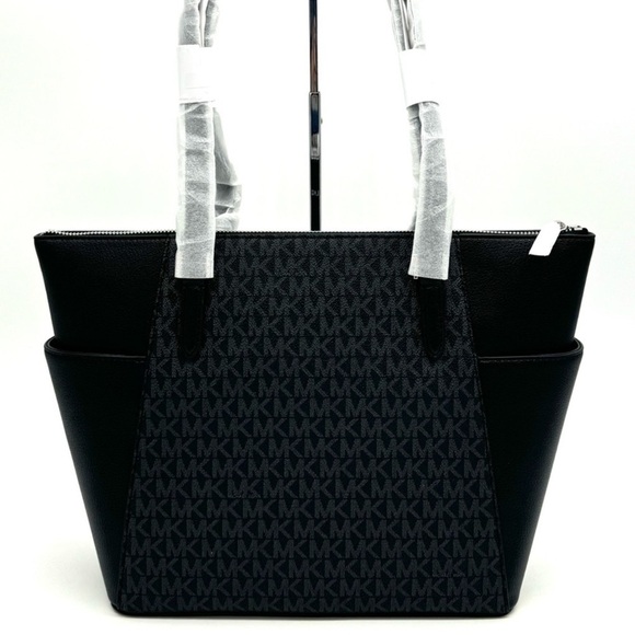 Michael Kors Large Charlotte TZ Tote Bag Black Signature - Picture 5 of 10